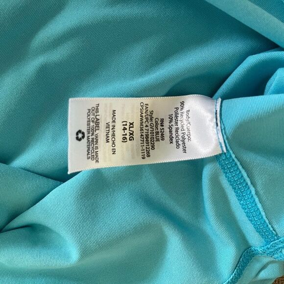 Avía turqoiuse activewear short sleeve top t-shirt cross back back slit sz XL - Picture 5 of 9